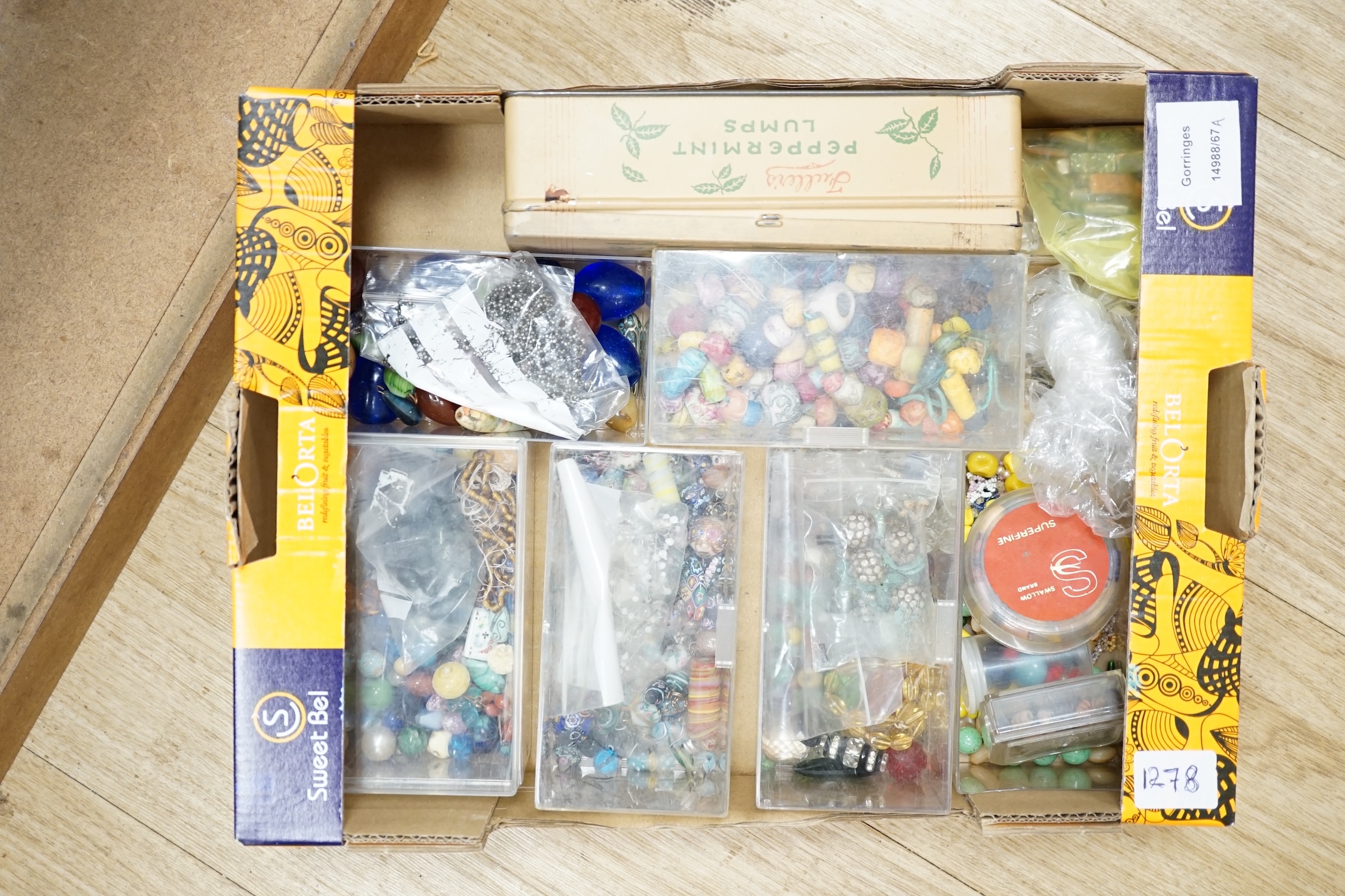 A collection of beads for necklaces and jewellery. Condition - varied